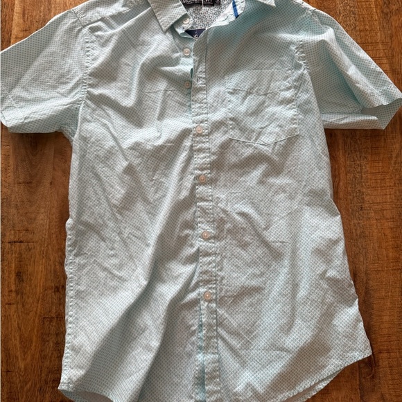 Monument 100% cotton white with Light Blue pattern Men's Shirt small NWT NEW - Picture 4 of 6